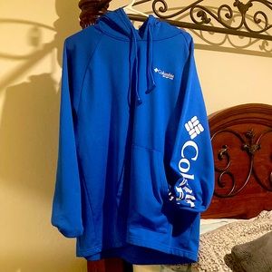 Xl blue columbia hoodie , fairly worn